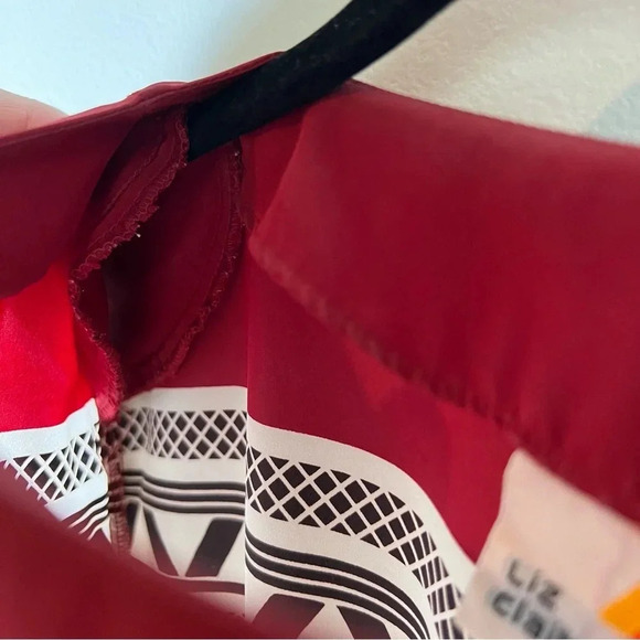 Vintage Liz Claiborne Blouse Red Shoulder Pads Geometric 80s Long Sleeve Size 10 - Picture 6 of 12